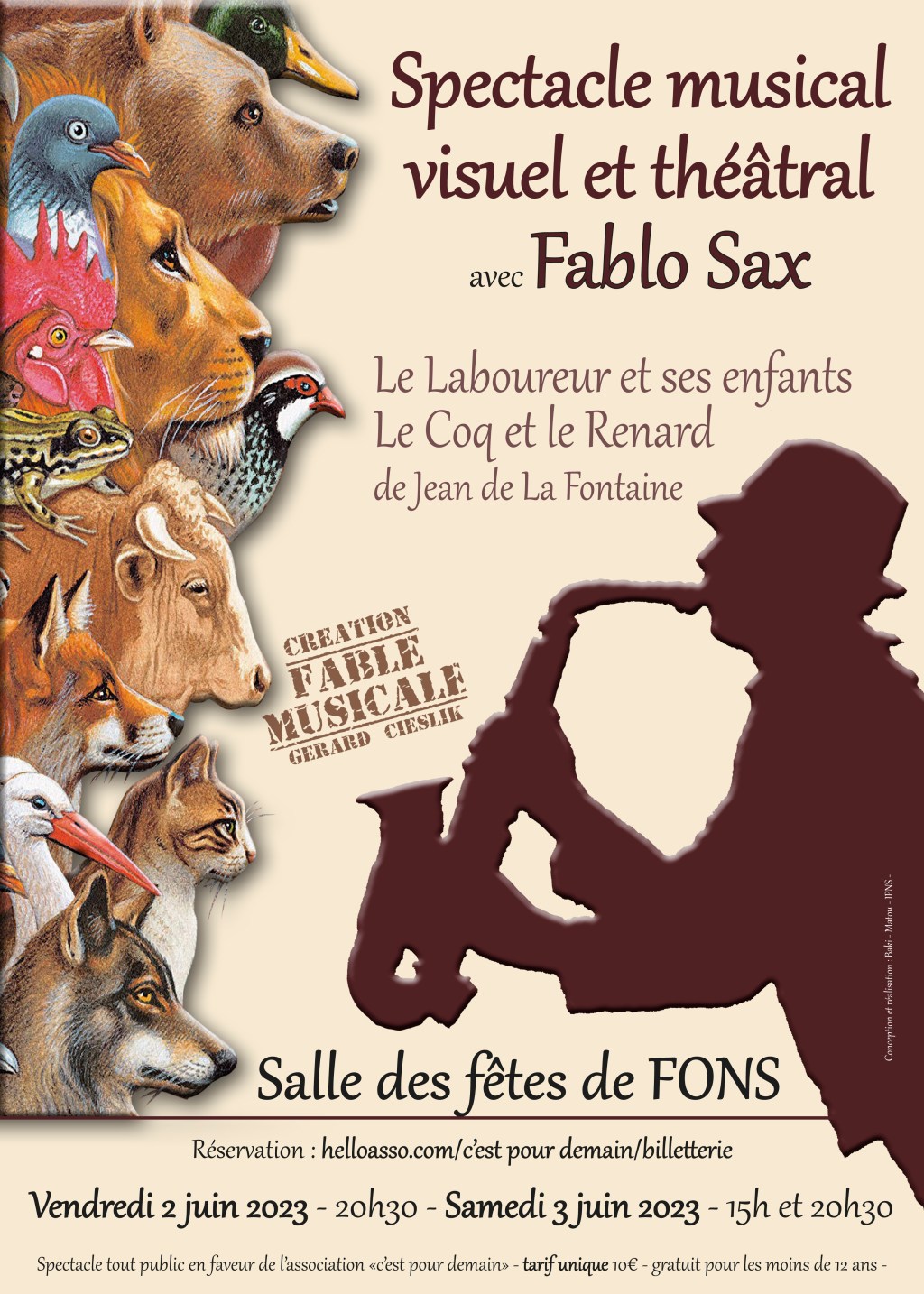 FABLO SAX JOUE LA FONTAINE – VENDREDI 02 ET SAMEDI 03 JUIN 2023 à&nbsp;FONS