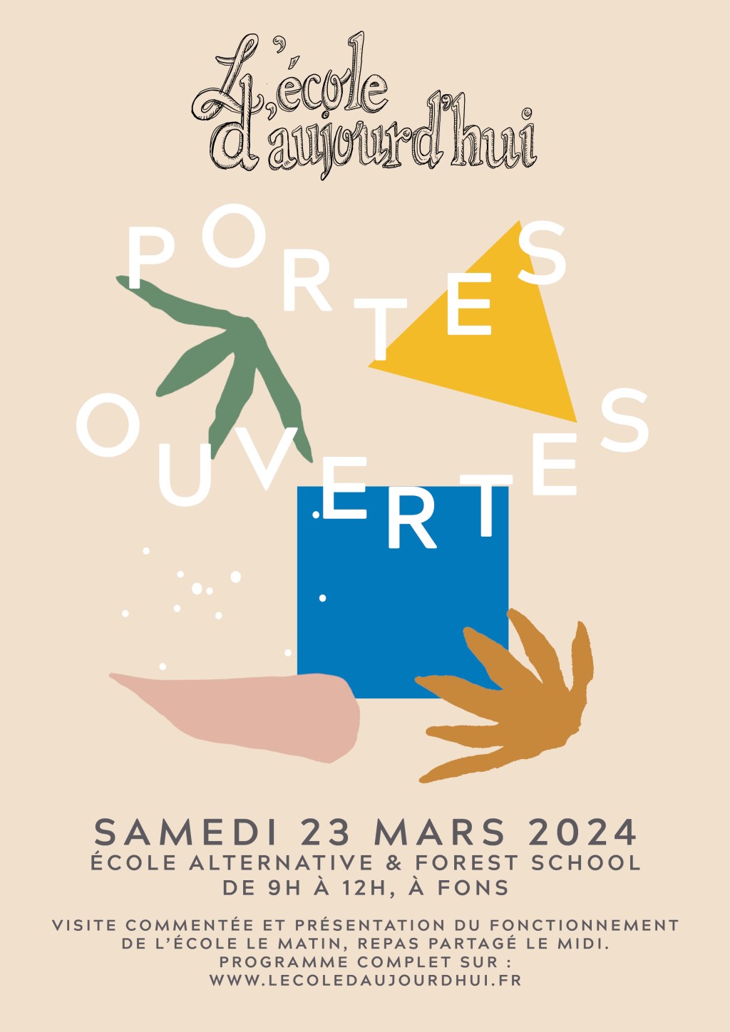 Portes Ouvertes de l&rsquo;école d&rsquo;aujourd&rsquo;hui, à Fons – SAMEDI 23 MARS&nbsp;2024