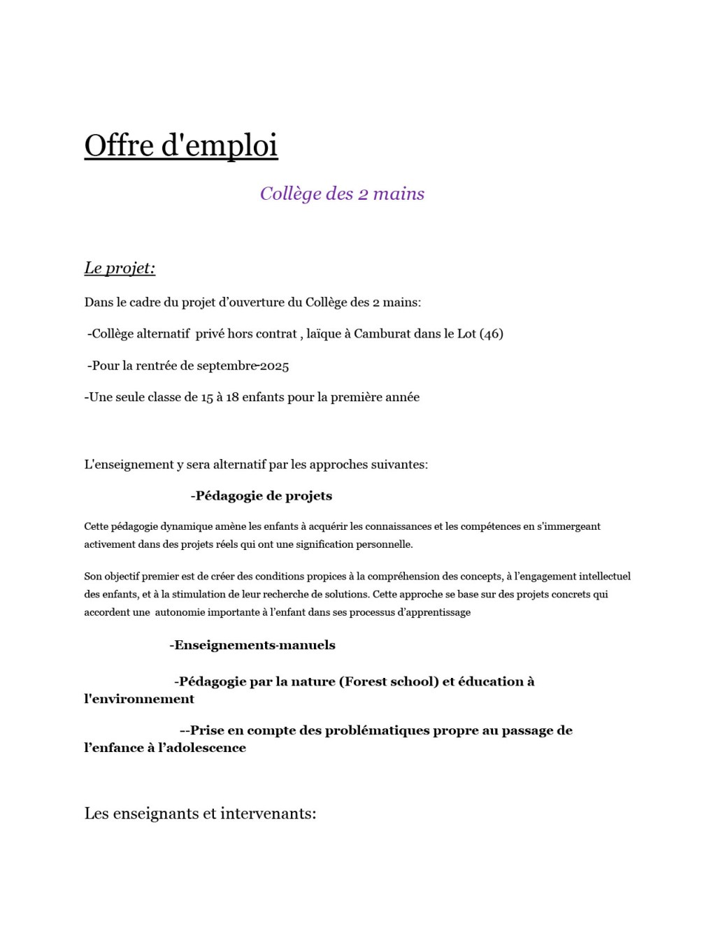 ⚡️OFFRE D&rsquo;EMPLOI COLLEGE&nbsp;⚡️
