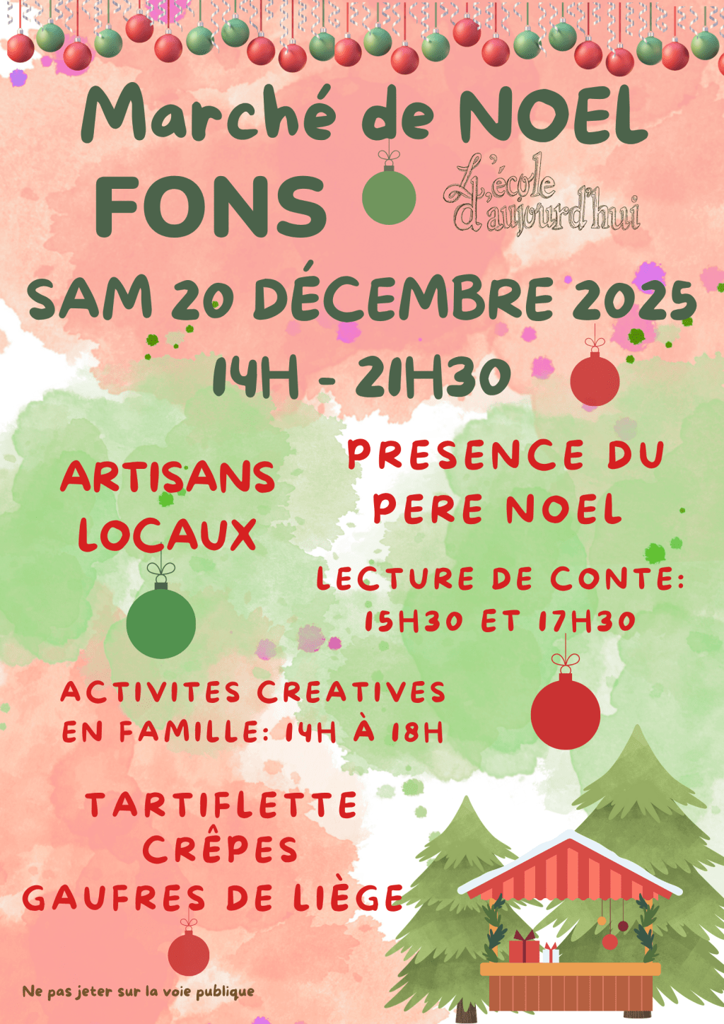 MARCHÉ DE NOËL – SAMEDI 20 DÉCEMBRE&nbsp;2025